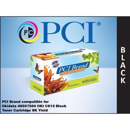 Pci Compatible Okidata 46507504 Black Toner 8K Yield for Okidata C612, OKI C612n, OKI C612dn 46507504-PCI